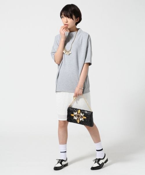 JEANASIS（ジーナシス）の「リップルハイネックZIPプルオーバー（トップス・レディース・オフホワイト/ブラック/グレー・FREE）」の12枚目の写真