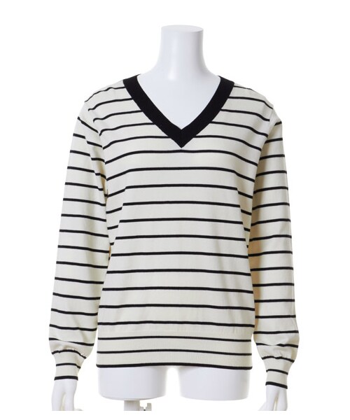 FRAY I.D（フレイアイディー）の「シンプルVニットプルオーバー（プルオーバー・レディース・WHT/BLU/WHTxBLK・F）」の3枚目の写真