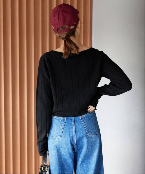 スローブイエナ　リブニット　ブラック SLOBE IENA（スローブイエナ）の「echecsリブニット（）」 - WEAR