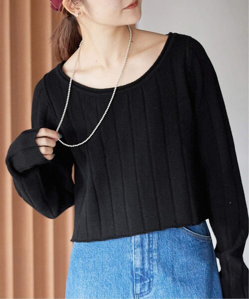 iena リブニット ブラック SLOBE IENA（スローブイエナ）の「echecsリブニット（）」 - WEAR