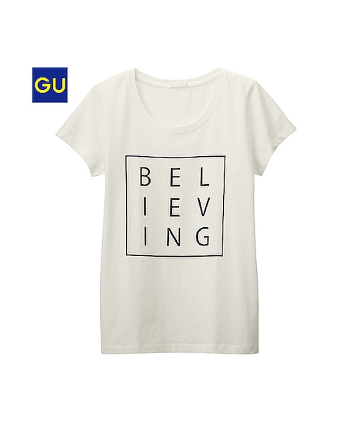 GU（ジーユー）の「（GU）グラフィックＴ（デザインロゴ・半袖）Ｄ（WOMEN ⁄ グラフィックＴシャツ・レディース・DARK GRAY/LIGHT GREEN/OFF WHITE・L/S/XL/M）」の2枚目の写真