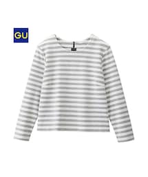GU | （GU）クロップドボーダープルオーバー（７分袖）(トップス)