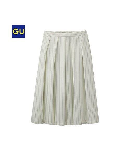 GU（ジーユー）の「（GU）ピンストライプミドルスカート（WOMEN ⁄ スカート・レディース・GRAY/OFF WHITE/NAVY・S/M/L）」の2枚目の写真