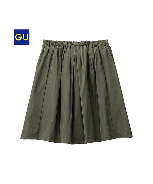 GU（ジーユー）の「（GU）ボリュームギャザースカートＡ（WOMEN ⁄ スカート・レディース・BLACK/OLIVE/NAVY/PINK・M/S/L）」の2枚目の写真