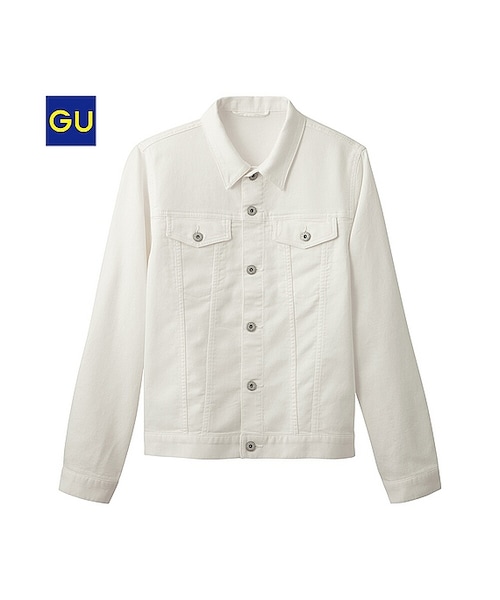 GU(ジーユー)の「(GU)カットソーデニムショートジャケットB(MEN ⁄ アウター・メンズ・GRAY/BLUE/OFF WHITE・XL/M/S/L)」の2枚目の写真