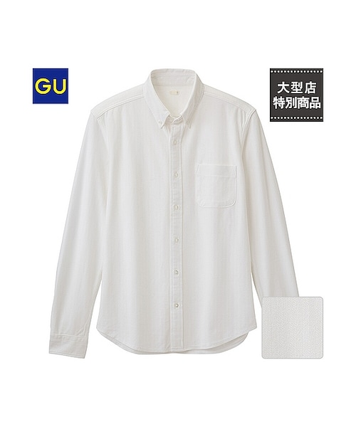 GU（ジーユー）の「（GU）ジャージヘリンボンシャツ（長袖）（MEN ⁄ シャツ・メンズ・LIGHT BLUE/WHITE/NAVY・XL/M/S/L）」の2枚目の写真