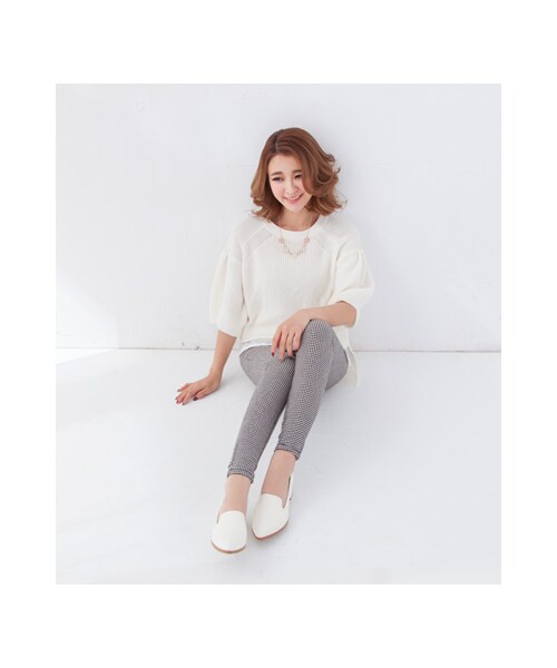 gracegift（グレースギフト）の「實搭俐落樂福跟鞋（シューズ・レディース・格紋/白/杏色・35/36/37/38/39/40/41）」の9枚目の写真