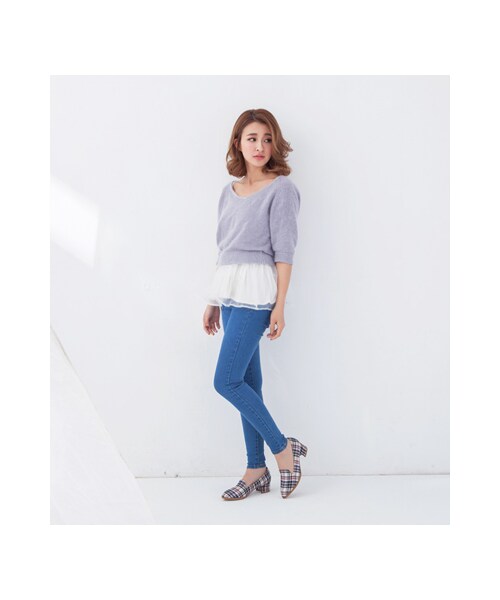 gracegift（グレースギフト）の「實搭俐落樂福跟鞋（シューズ・レディース・格紋/白/杏色・35/36/37/38/39/40/41）」の16枚目の写真