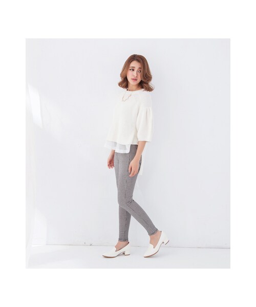 gracegift（グレースギフト）の「實搭俐落樂福跟鞋（シューズ・レディース・格紋/白/杏色・35/36/37/38/39/40/41）」の7枚目の写真