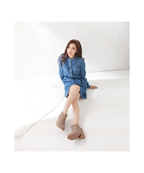 gracegift（グレースギフト）の「素面簡約內增高短靴（シューズ・レディース・黑/灰・35/36/37/38/39/40/41）」の18枚目の写真