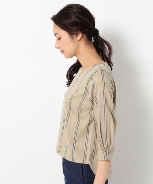 BLISS POINT Womens（ブリスポイント ウイメンズ）の「TRPUマルチストライプブラウス（トップス・レディース・ホワイト/ベージュ/ネイビー・Ｍ/Ｌ）」の6枚目の写真