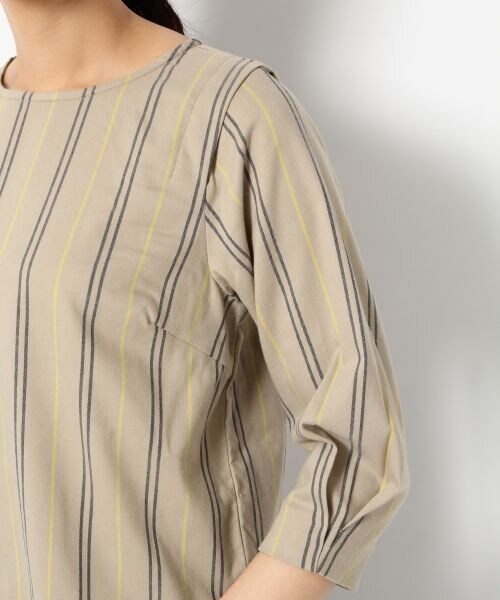 BLISS POINT Womens（ブリスポイント ウイメンズ）の「TRPUマルチストライプブラウス（トップス・レディース・ホワイト/ベージュ/ネイビー・Ｍ/Ｌ）」の10枚目の写真