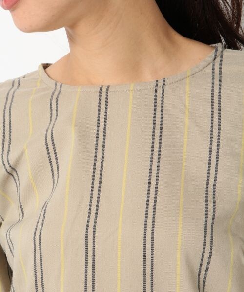 BLISS POINT Womens（ブリスポイント ウイメンズ）の「TRPUマルチストライプブラウス（トップス・レディース・ホワイト/ベージュ/ネイビー・Ｍ/Ｌ）」の8枚目の写真
