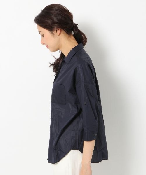 BLISS POINT Womens（ブリスポイント ウイメンズ）の「60ローンドルマン2WAYシャツ（トップス・レディース・ホワイト/ブラウン/ネイビー/ホワイト×ネイビー(ボーダー)・Ｍ/Ｌ）」の6枚目の写真