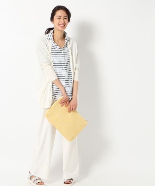 BLISS POINT Womens（ブリスポイント ウイメンズ）の「60ローンドルマン2WAYシャツ（トップス・レディース・ホワイト/ブラウン/ネイビー/ホワイト×ネイビー(ボーダー)・Ｍ/Ｌ）」の5枚目の写真