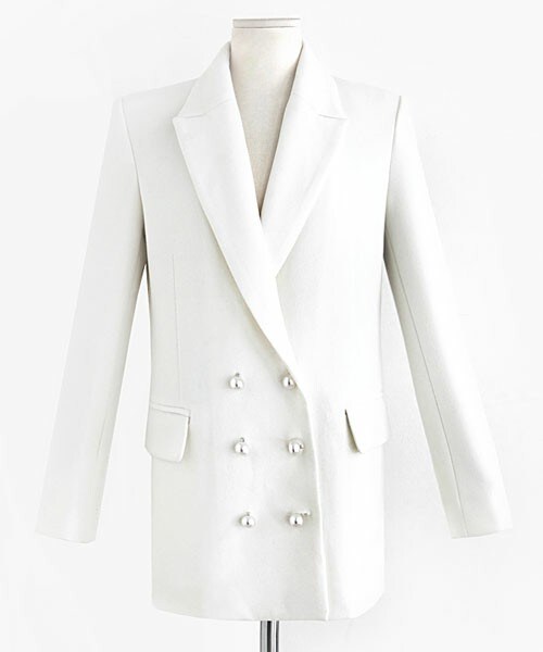 DHOLIC(ディーホリック)の「パールダブルボタンジャケット(テーラードジャケット・レディース・ブラック/ホワイトアイボリー・S/M)」の2枚目の写真