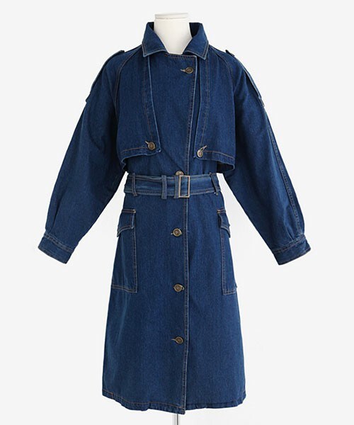 DHOLIC（ディーホリック）の「デニムトレンチコート（トレンチコート・レディース・ライトブルーデニム/ディープブルーデニム・free）」の2枚目の写真