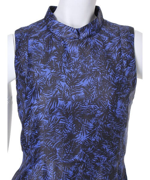 BORNY(ボルニー)の「パーム柄スタンドドレス(ワンピース/ドレス・レディース・ホワイト/ブルー・S)」の14枚目の写真