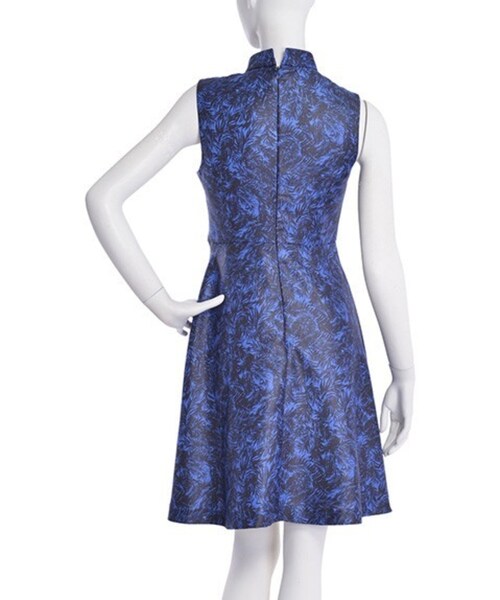 BORNY(ボルニー)の「パーム柄スタンドドレス(ワンピース/ドレス・レディース・ホワイト/ブルー・S)」の6枚目の写真