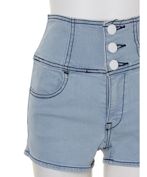 EMODA（エモダ）の「classical ハイウエスト DENIM ショートパンツ（パンツ・レディース・ブラック/アイスブルー/インディゴ・XS/S/M）」の8枚目の写真