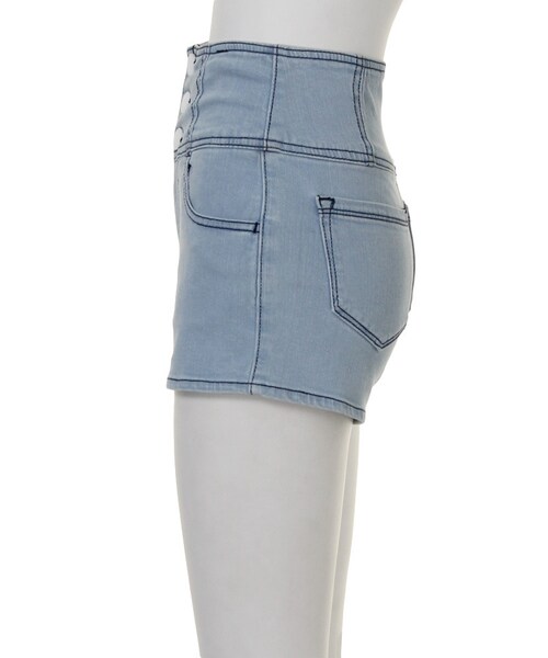 EMODA（エモダ）の「classical ハイウエスト DENIM ショートパンツ（パンツ・レディース・ブラック/アイスブルー/インディゴ・XS/S/M）」の5枚目の写真