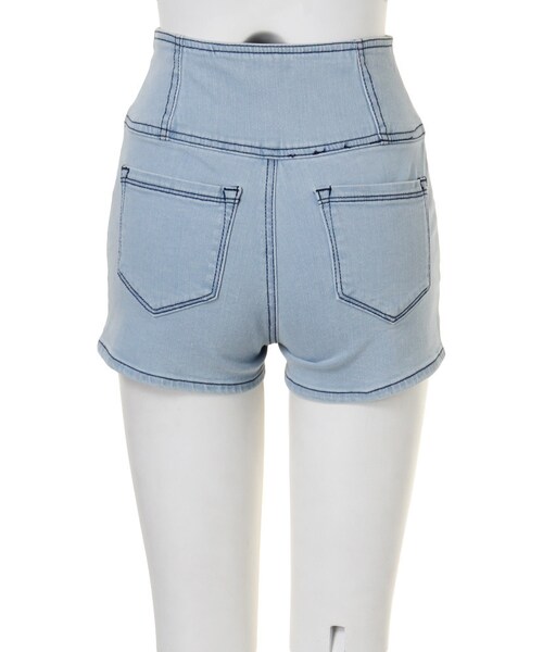EMODA（エモダ）の「classical ハイウエスト DENIM ショートパンツ（パンツ・レディース・ブラック/アイスブルー/インディゴ・XS/S/M）」の6枚目の写真