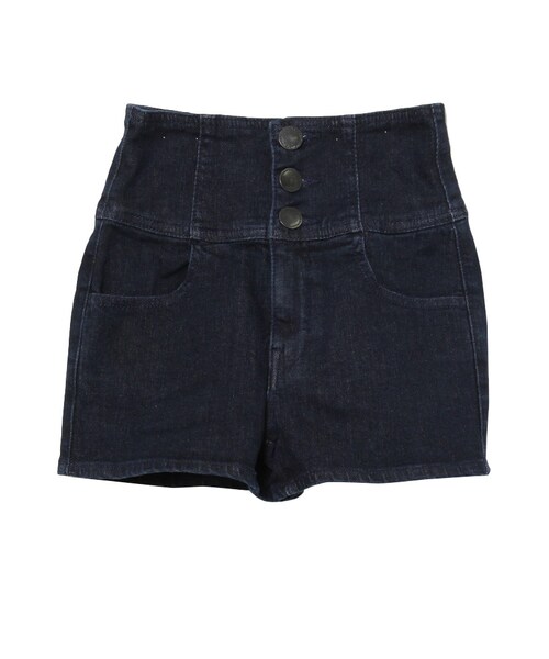 EMODA（エモダ）の「classical ハイウエスト DENIM ショートパンツ（パンツ・レディース・ブラック/アイスブルー/インディゴ・XS/S/M）」の3枚目の写真