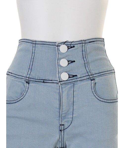 EMODA（エモダ）の「classical ハイウエスト DENIM ショートパンツ（パンツ・レディース・ブラック/アイスブルー/インディゴ・XS/S/M）」の7枚目の写真