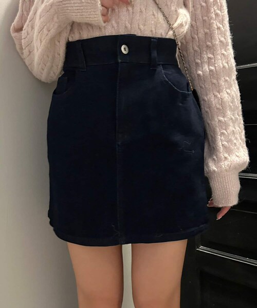 one after another NICE CLAUP（ワンアフターアナザーナイスクラップ）の「コール天ミニスカート（スカート・レディース・アイボリー/ピンク/グレー/ネイビー・0）」の3枚目の写真