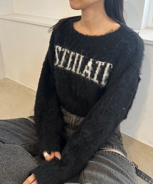 OLIVE des OLIVE(オリーブデオリーブ)の「【パルクロ先行予約】LOGOジャガード起毛ニット(ニット/セーター・レディース・オフホワイト/ピンク/スモークピンク/チャコールグレー/ブラック・FREE)」の2枚目の写真