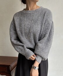 DOUDOU ラメ針抜きプルオーバー ベージュ　WEB限定　新品タグ付き　未着用 DouDou（ドゥドゥ） ニット セーター 「WEB限定」ラメ針抜きプル