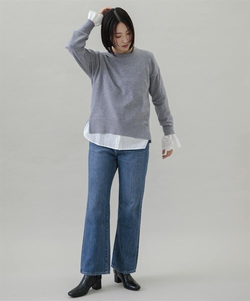 URBAN RESEARCH Sonny Label（アーバンリサーチサニーレーベル）の「2WAY袖口扇貝蕾絲立領罩衫（その他・レディース・米色/黑色/薩克斯藍・米色/黑色/薩克斯藍）」の8枚目の写真