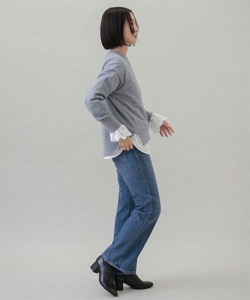 URBAN RESEARCH Sonny Label（アーバンリサーチサニーレーベル）の「2WAY袖口扇貝蕾絲立領罩衫（その他・レディース・米色/黑色/薩克斯藍・米色/黑色/薩克斯藍）」の9枚目の写真