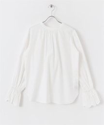 2WAY袖口扇貝蕾絲立領罩衫