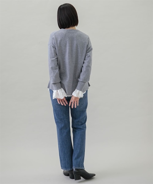 URBAN RESEARCH Sonny Label（アーバンリサーチサニーレーベル）の「2WAY袖口扇貝蕾絲立領罩衫（その他・レディース・米色/黑色/薩克斯藍・米色/黑色/薩克斯藍）」の10枚目の写真