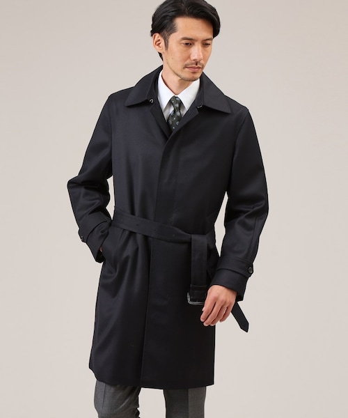 希少　リングジャケット　シングルトレンチコート　ダークネイビー　ブラック　48 TAKEO KIKUCHI（タケオキクチ）の「【尾州】キャバリーツイル シングル