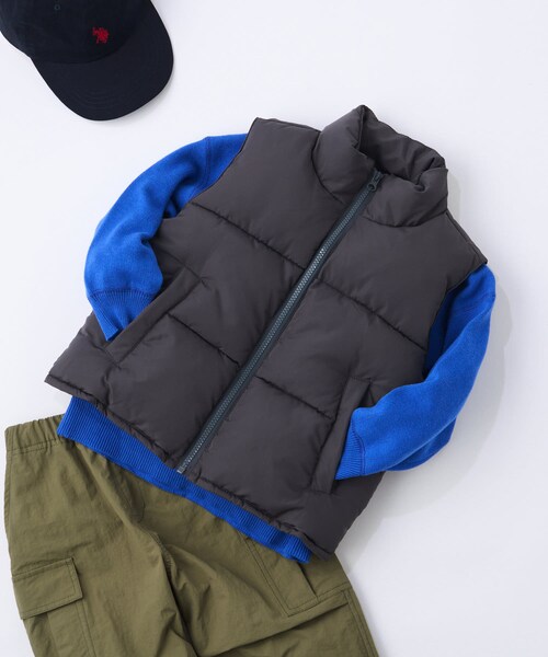 CIAOPANIC TYPY（チャオパニックティピー）の「【KIDS】フェイクダウンスタンドネックボリュームベスト（ダウンベスト・キッズ・アイボリー/サックスブルー/チャコールグレー・XL/M/XXL）」の2枚目の写真