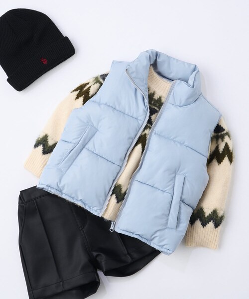 CIAOPANIC TYPY（チャオパニックティピー）の「【KIDS】フェイクダウンスタンドネックボリュームベスト（ダウンベスト・キッズ・アイボリー/サックスブルー/チャコールグレー・XL/M/XXL）」の3枚目の写真