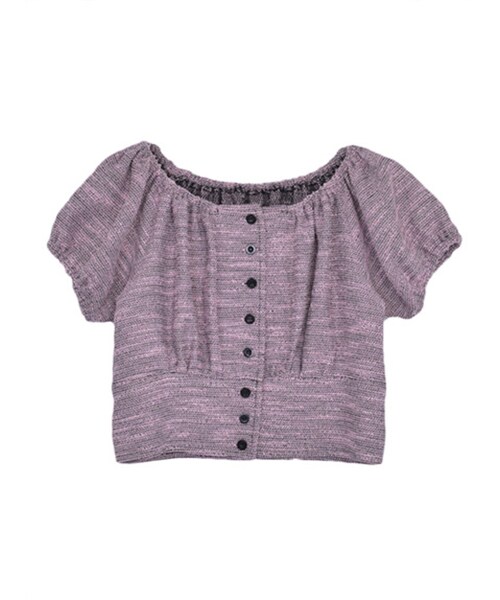 EMODA（エモダ）の「FINEツィードデコルテOPEN TOP（トップス・レディース・ブラック/ピンク/アイスブルー・S/M）」の3枚目の写真