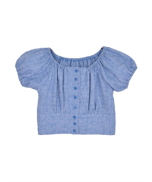 EMODA（エモダ）の「FINEツィードデコルテOPEN TOP（トップス・レディース・ブラック/ピンク/アイスブルー・S/M）」の2枚目の写真