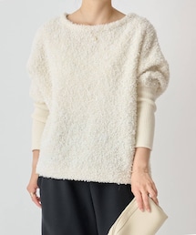 ビアズリー　アルパカモールニット　ファー素材 ボートネック長袖トップス 20231021020051334_215.jpg