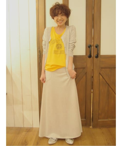 Ungrid（アングリッド）の「《ViVi 4月号 宮城舞さん着用ｱｲﾃﾑ 》【Casual】スウェットフレアマキシスカート（スカート・レディース・オフホワイト/グレー・F）」の3枚目の写真