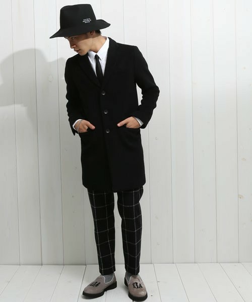 STUDIOUS ステュディオス 名作 カシミヤシャギーチェスターコート！ サイズ0 ダークネイビー 濃紺 THE Cashmere wool チェスターコート⁄柔らかな肌触り⁄カシミヤ混