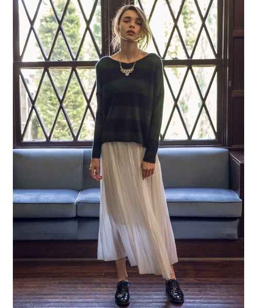 Ungrid（アングリッド）の「《sweet10月号 紗栄子ｻﾝ着用》 【Lady Like】ヴィンテージサテンマキシスカート（スカート・レディース・オフホワイト/グレー・F）」の3枚目の写真