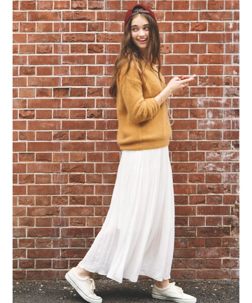 Ungrid（アングリッド）の「《sweet10月号 紗栄子ｻﾝ着用》 【Lady Like】ヴィンテージサテンマキシスカート（スカート・レディース・オフホワイト/グレー・F）」の5枚目の写真