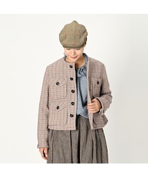 45R 45rpm コットンツイードのノーカラーアニージャケット 45R（フォーティファイブアール）の「コットンツイードのノーカラー