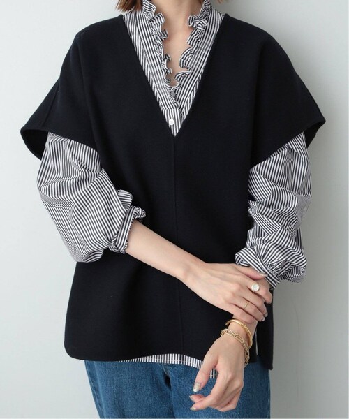※新品タグ付※スローブイエナ Vネックスタンドフリルブラウス 新品タグ付 SLOBE IENA スローブイエナVネックスタンドフリル