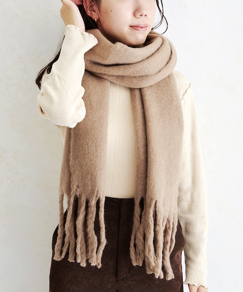 パターン付きベージュマフラー ナゴンスタンス マルチカラーマフラー クリーニング済み ZOZOTOWN