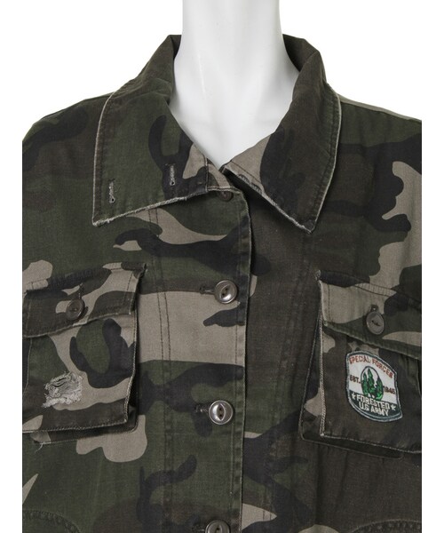 Ungrid（アングリッド）の「《sweet10月号掲載》【Men’s Like】ドロップショルダーミリタリージャケット（ジャケット/アウター・レディース・カーキ/ミックス・S/M）」の7枚目の写真