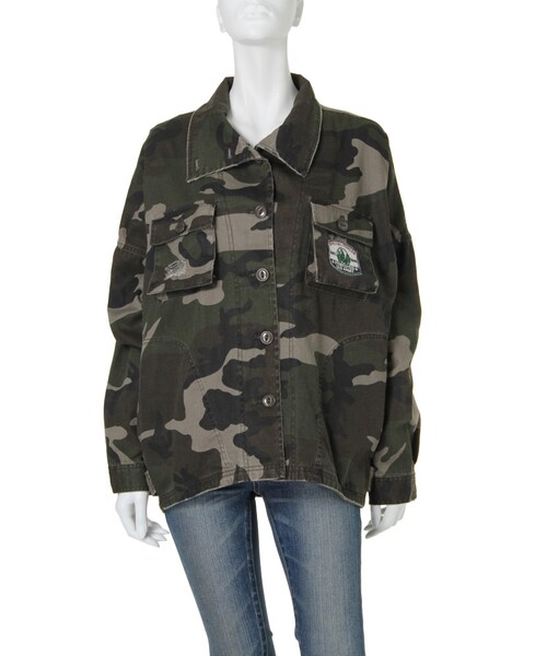 Ungrid（アングリッド）の「《sweet10月号掲載》【Men’s Like】ドロップショルダーミリタリージャケット（ジャケット/アウター・レディース・カーキ/ミックス・S/M）」の2枚目の写真